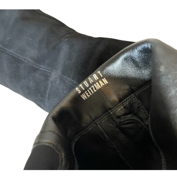 Stuart Weitzman Over the Knee Black Leather and Suede Roll Cuff Tall Boots 7.5 - Picture 10 of 15